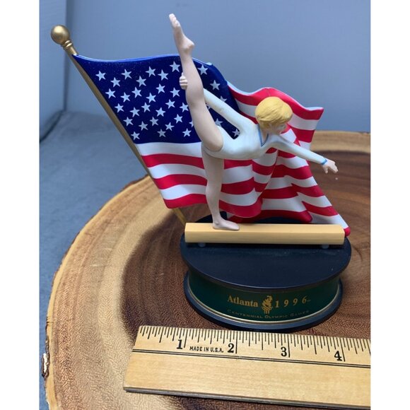 Hallmark 1996 Olympic Spirit Collection Gymnast Figurine with American Flag - Picture 9 of 10